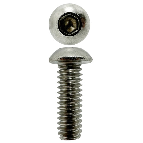 304 Stainless Steel 1/4 X 3/4 UNC Button Head Socket Screw (Qty 30)