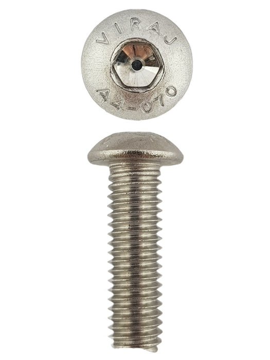 Stainless Steel Button Head Cap Screws M6 X 20 X 1.0 (Qty 30)