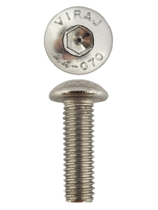 Stainless Steel Button Head Cap Screws M5 X 16 X 0.8 (Qty 50)